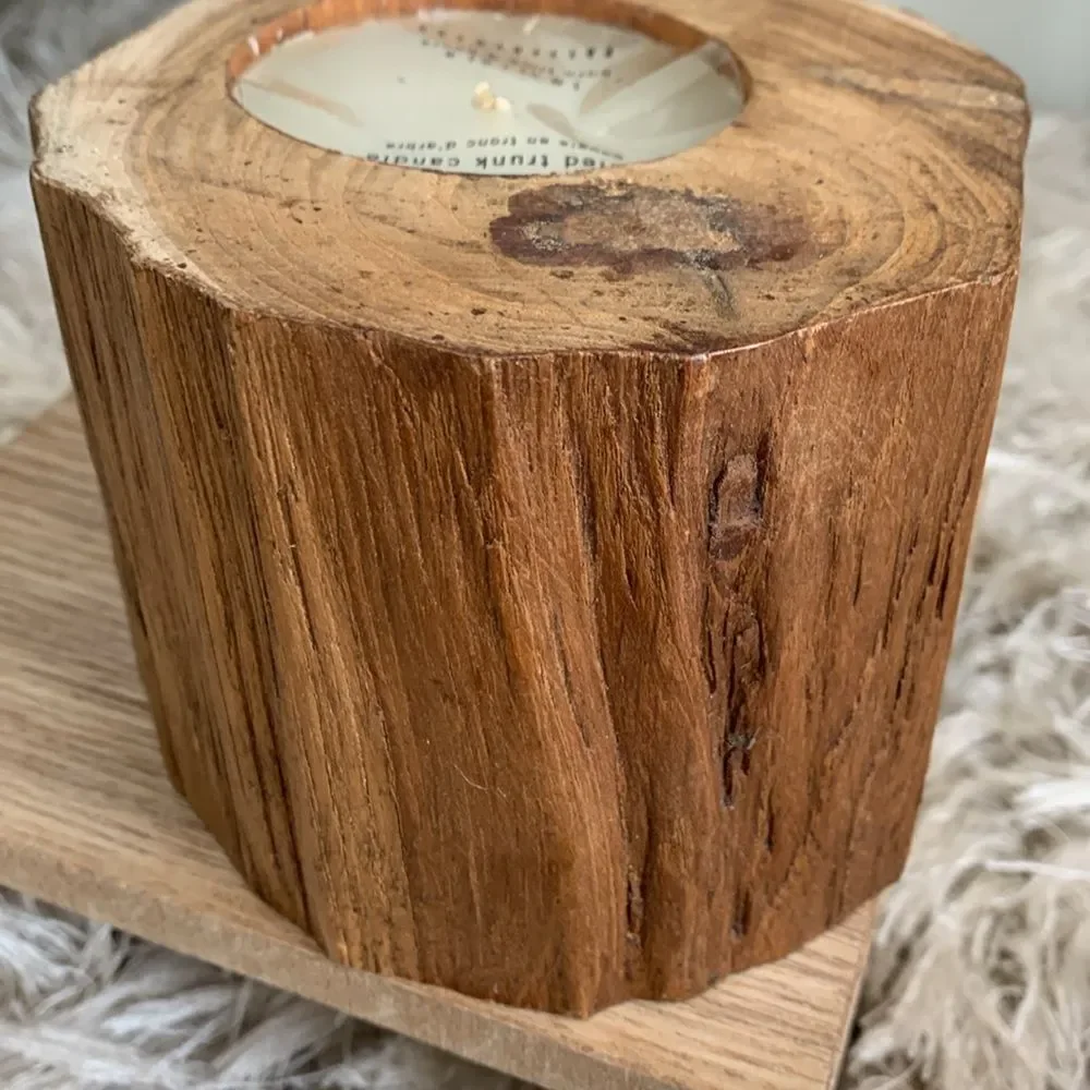 Pottery Barn Wooden Small‎ Filled Trunk Candle For Rustic Farm Cabin Decor